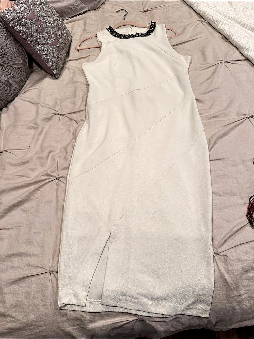 Jennifer Lopez Embellished Midi Dress White Size 10